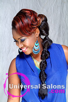 Chic Red Bubble Braid Hairstyle from Aniya Oden