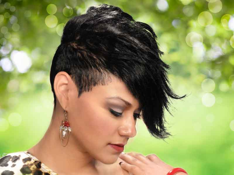 Short haircuts for Black Women with a Funky Bang