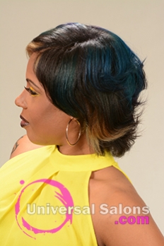 Right Side View of a Bob Hairstyle for Black Women with Blonde Highlights from Alisa Green