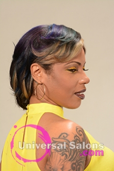 Left Side View of a Bob Hairstyle for Black Women with Blonde Highlights from Alisa Green