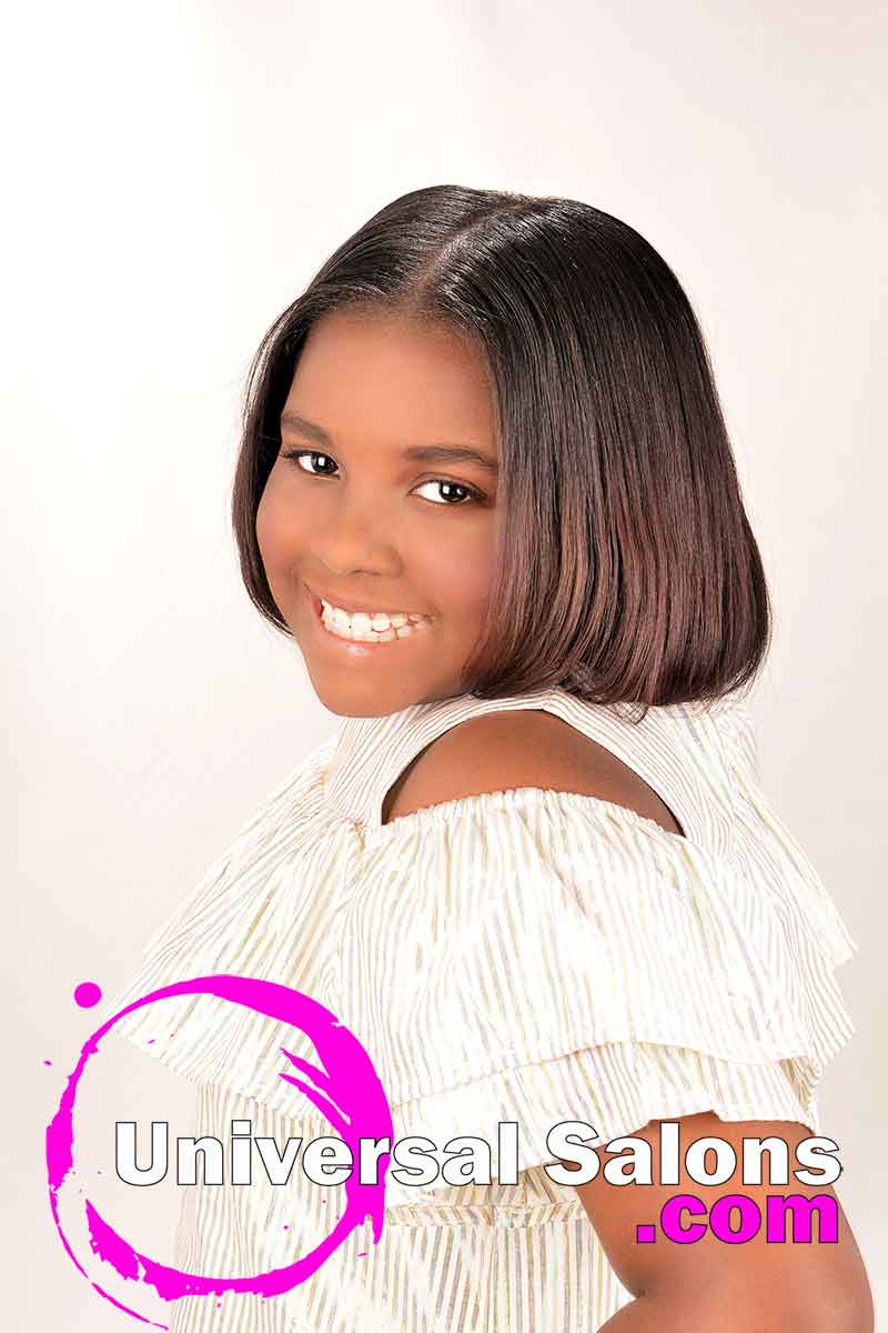 Beautiful Silk Press Natural Kid's Hairstyle from Dominique Blount