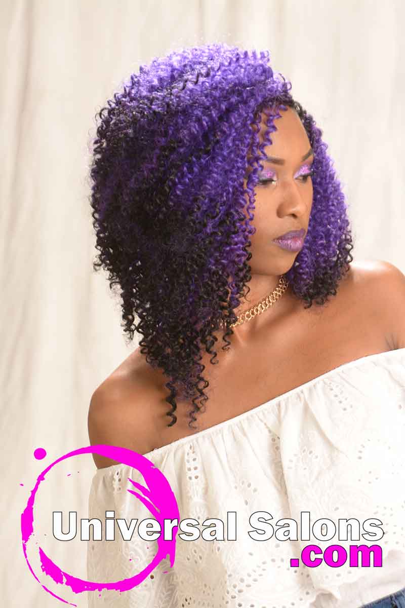 Bob Hairstyle with Sew-In Purple Hair Color from Amber McClain (2)