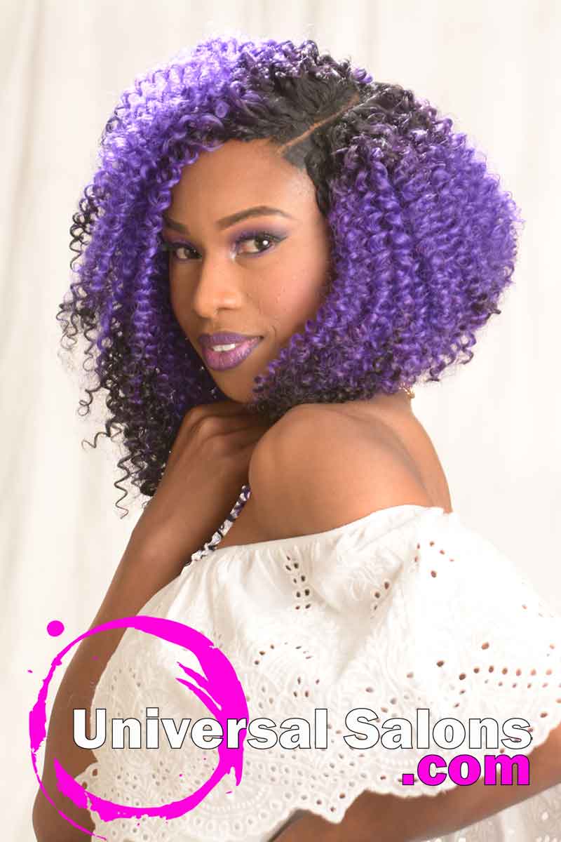 Bob Hairstyle with Sew-In Purple Hair Color from Amber McClain (5)