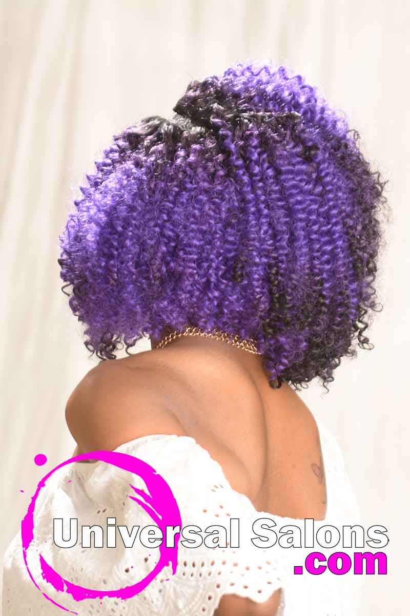 Bob Hairstyle with Sew-In Purple Hair Color from Amber McClain (6)