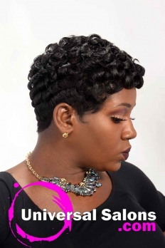 Right Side View of Short Pin Curls Hairstyle for Black Women from Octavia Bonnette (4)