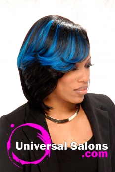 Bob Hairstyle with Blue Highlights from Denise Granberry