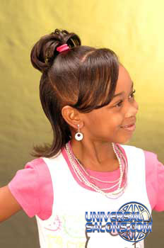 Right View Ponytail with Side Bangs Black Hairstyles for Little Girls