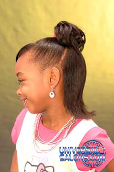 Left View Ponytail with Side Bangs Black Hairstyles for Little Girls
