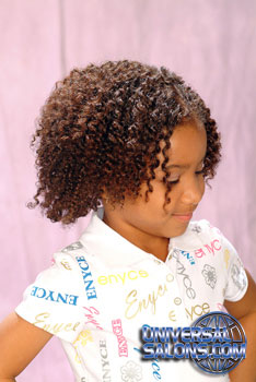 Right View: Natural Curly Bob black Hairstyle for Little Girls