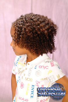 Left View: Natural Curly Bob black Hairstyle for Little Girls