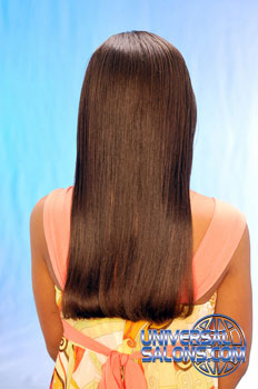 Back View: Long Silk Press Hairstyle for Little Girls