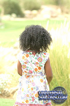 Back View of Little Girl Wearing Tight Afro Curls