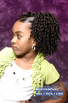 Right View: Pom Pom Pigtail Twists Black Hairstyles for Little Girls