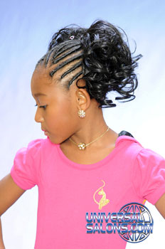 Right View: Cornrows With Two Curled Pig Tails