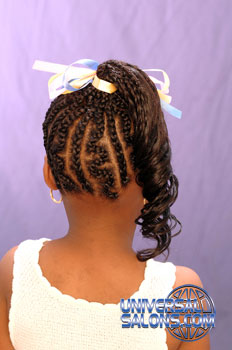 Back Side: Cornrows and Curled Ponytail