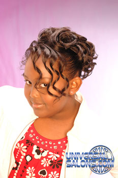 Right Side: Back View: Curled Updo Black Hairstyles for Little Girls