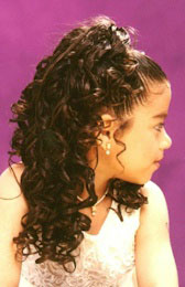 Right View: Cascading curls Ponytail Black Hairstyles for Little Girls