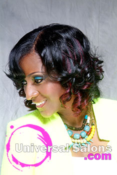 Tiffany Hudson's Divine Wine Natural Blowout Hairstyle with Highlights