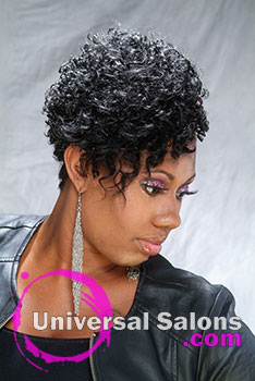 Motorcycle Hot Short, Curly and Natural Black Hairstyle by Ashley Coutain