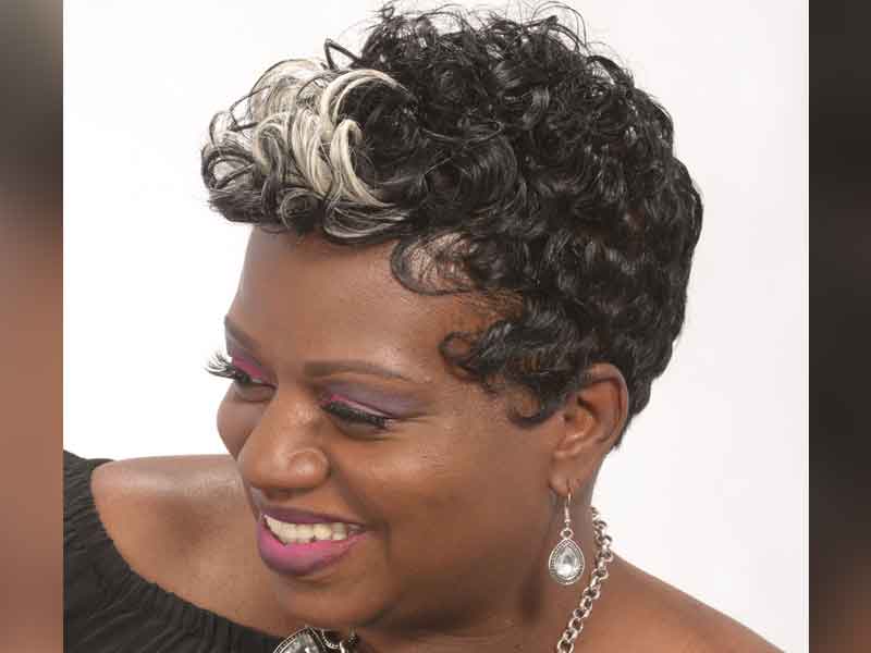 Short Hairstyle for Black Women with Blonde Accent Color