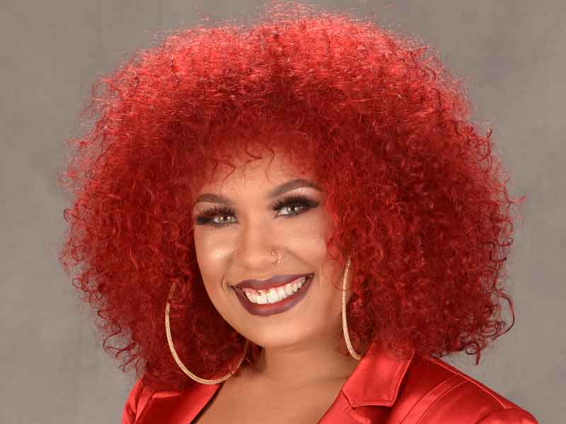 Natural Curly Hairstyle with Fire Red Hair Color