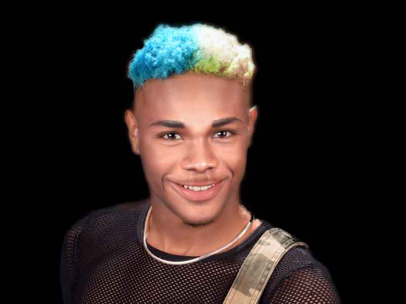 Men's Hairstyle with Bright Vibrant Hair Color