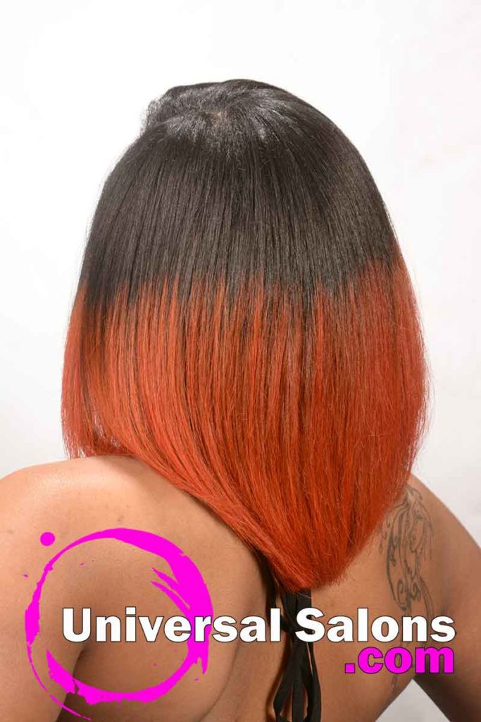 Back View: Bob Hairstyle with Fire Red Hair Color