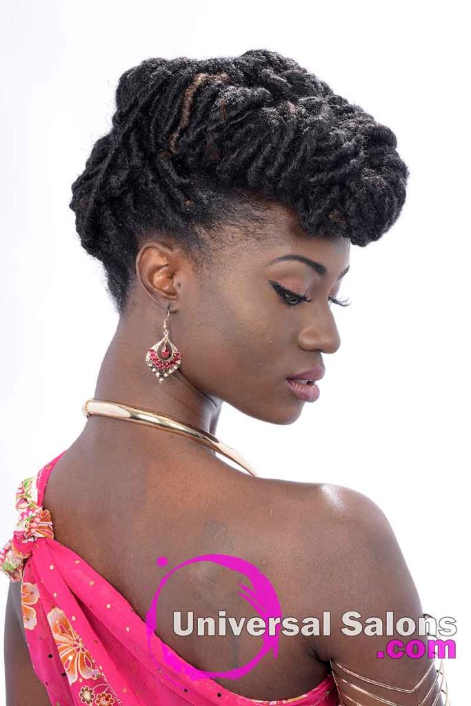 2nd Right View - All Locked Up Faux Locs Updo Hairstyle