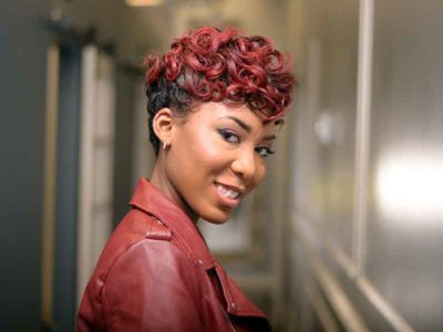 Short Hairstyle with Pin Curls and Hair Color