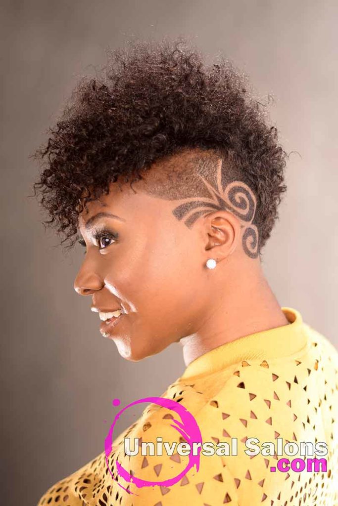 Left Side - Bold Mohawk Hairstyle with Tight Bangs and Tapered Sides