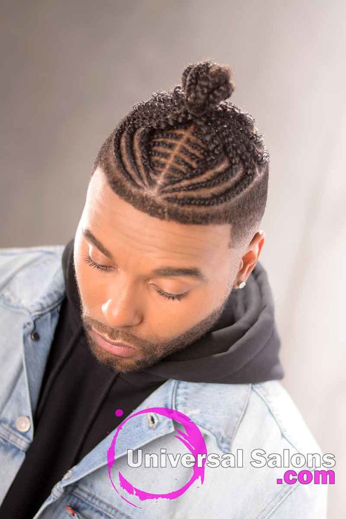 Front View: Cornrow Braids for Men with Short Hair