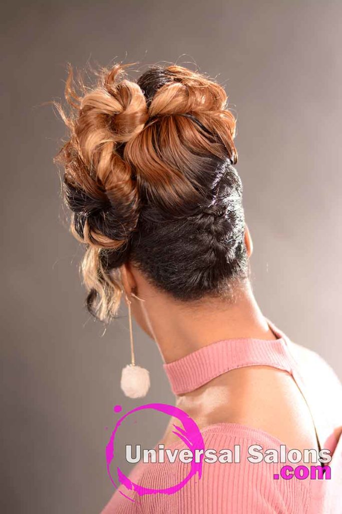Back View: Elegant Updo Hairstyle with a Double Braid