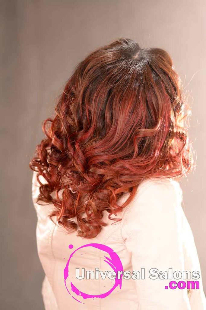 Back View: Beautiiful Long Hairstyle with Curls and Hair Color