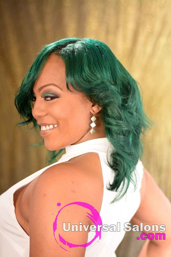 2nd Left View: Emerald Green Hair Color on Natural Hair