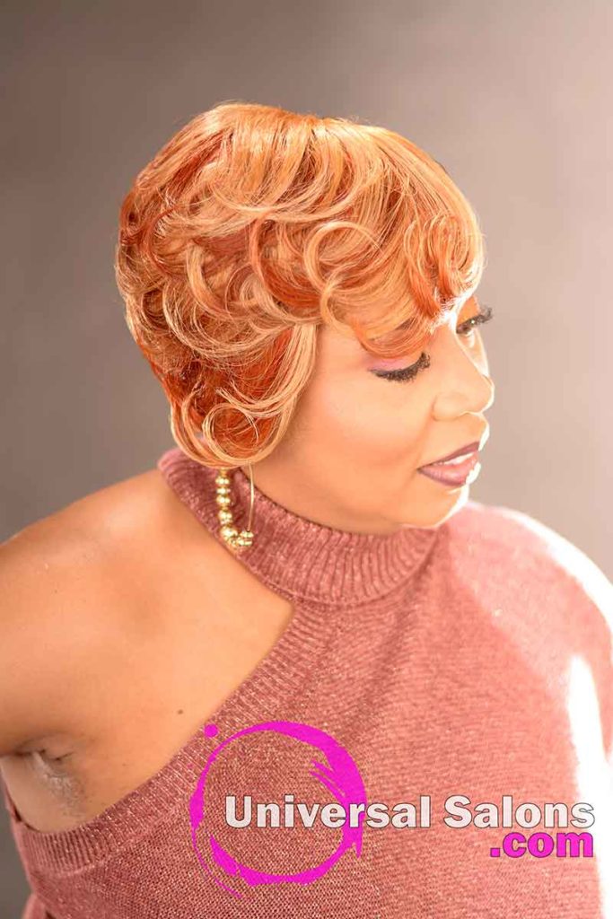 Left Side View: Stunning Short Blonde Hairstyle for Black Women