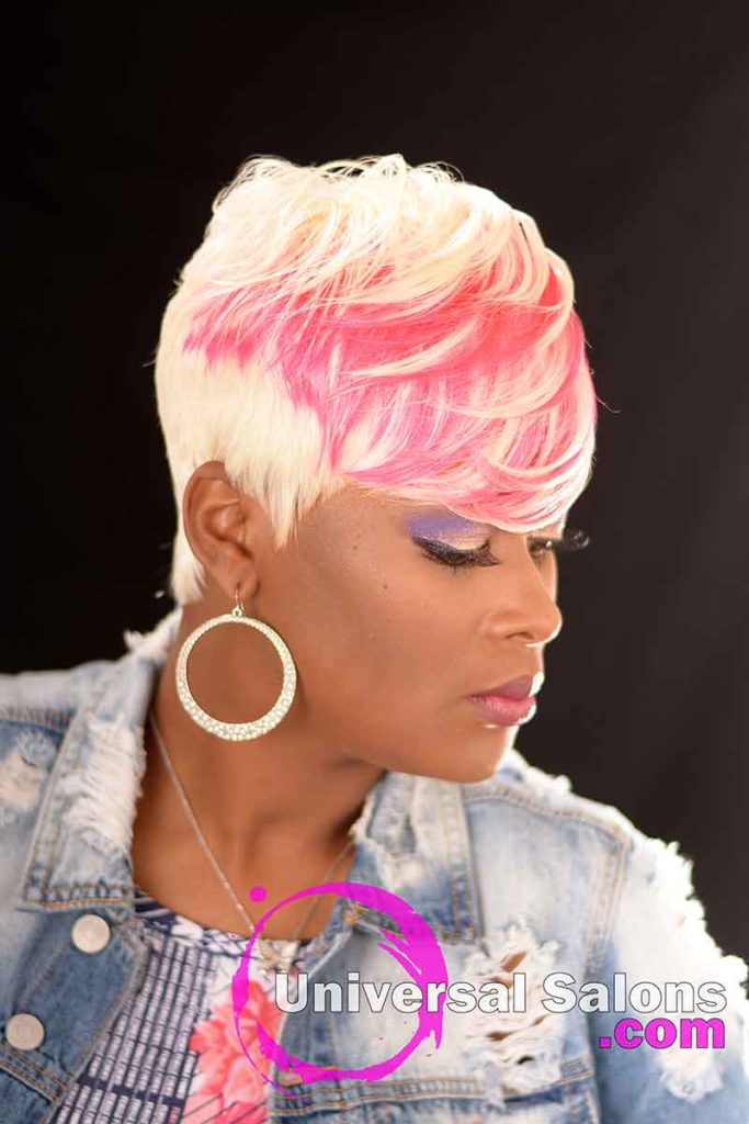 Right View: Platinum Blonde Quick Weave Hairstyle from Carla Harris in Columbia, SC
