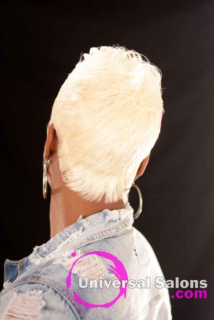 Back View: Platinum Blonde Quick Weave Hairstyle from Carla Harris in Columbia, SC