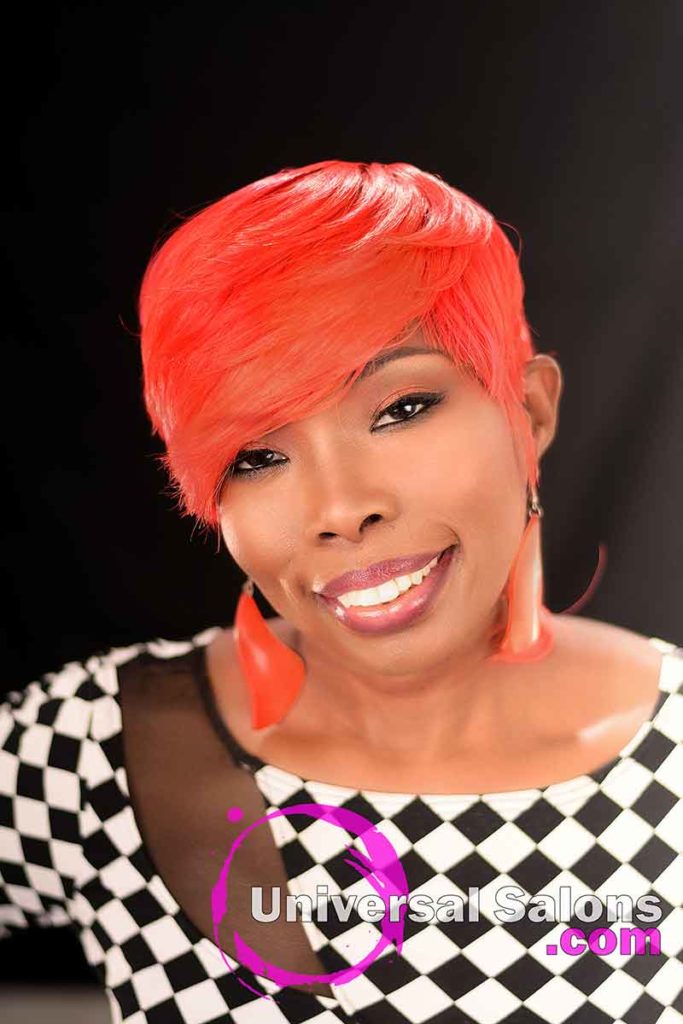 Front View: Fire Red Quick Weave Hairstyle from Yvette Alston in Columbia, SC