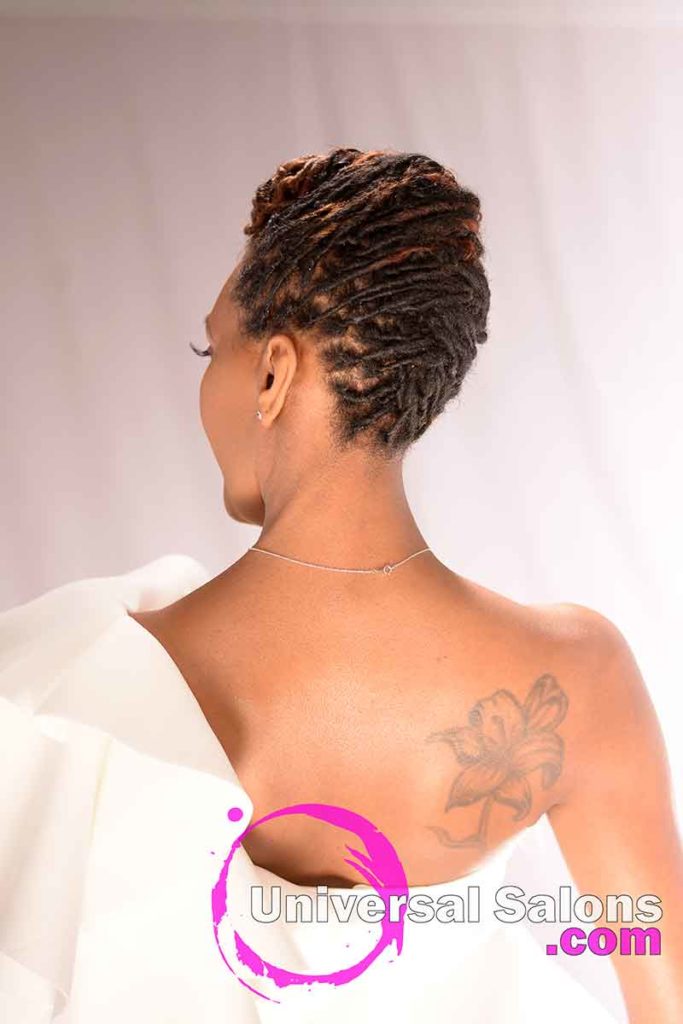 Back View: Niva Grimball Created One of Charleston, SC's Top Loc Updo Hairstyles