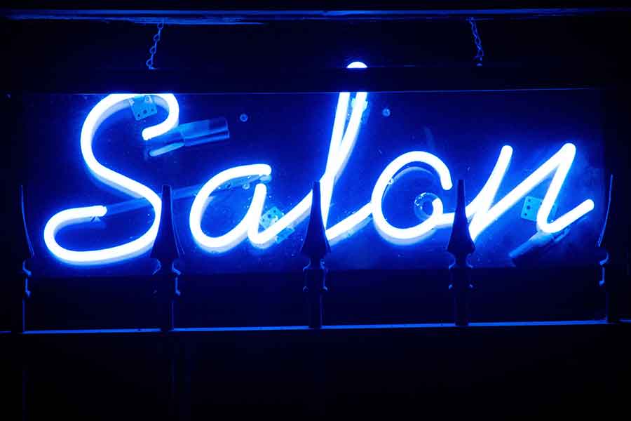 Neon Blue Hair Salon Sign