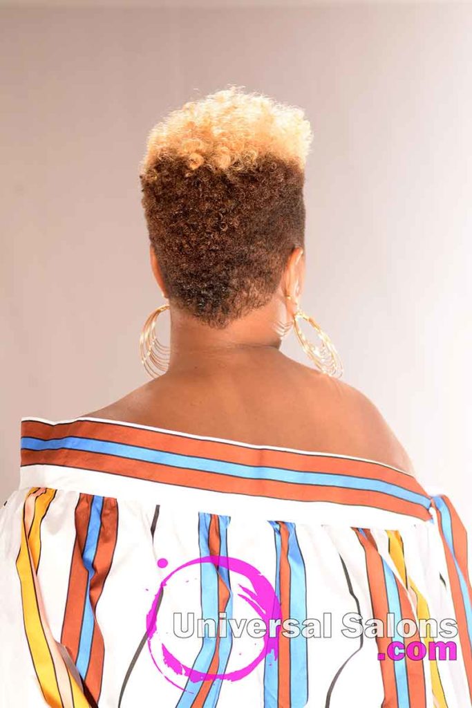 Back View: Brassy Blonde Curly Hair Mohawk from Brenda Barron in Charleston, SC
