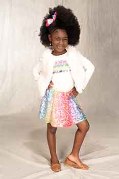 Full Body Image: Classic Afro With a Braid in Front Black Hairstyles for Little Girls