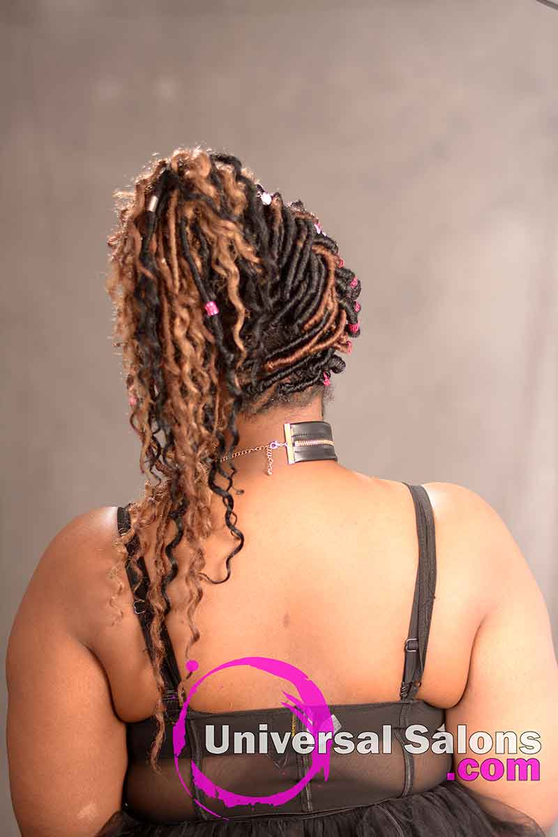 The Back View of a Goddess Locks Updo Hairstyle