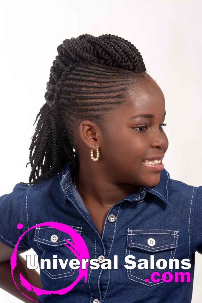 Right View: Right Side: Kids Braided Black Hairstyles for Little Girls