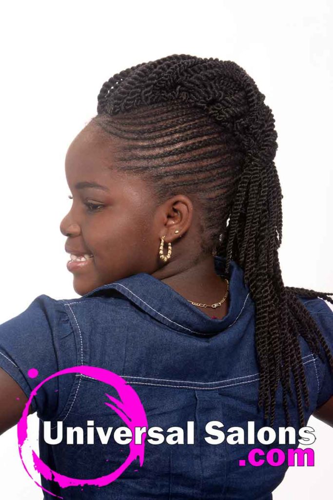Left view: Right Side: Kids Braided Black Hairstyles for Little Girls