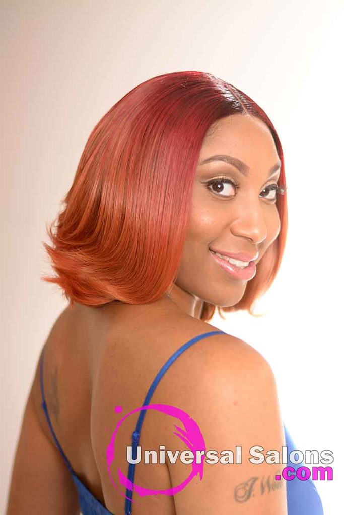 The Right Side of a Red Sew In Bob Hairstyle