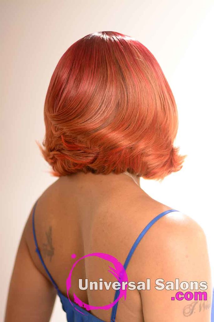 Back View of a Red Sew In Bob Hairstyle