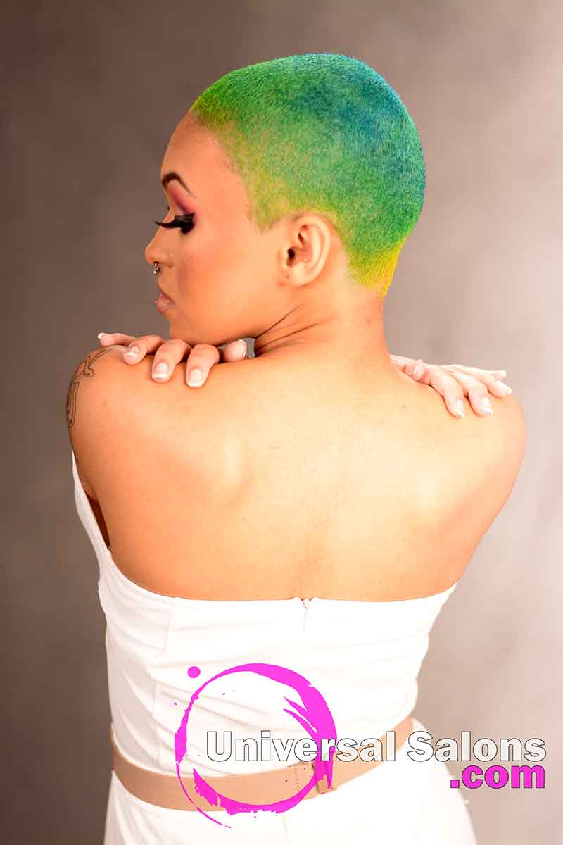 This Black Women's Short Rainbow Hair Color is Breathtaking