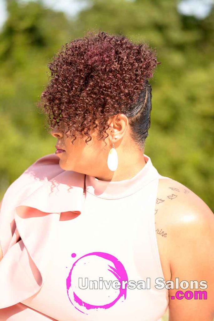 Right View of a Curly Updo With Flat Twists in the Back