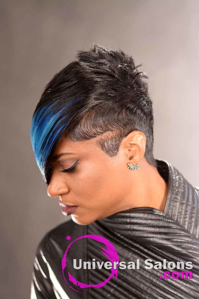 Right View of Black Hairstyle With a Swoop Bang